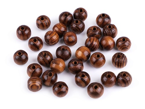 Koraliki drewniane lakierowane Strip / 10 mm / otwór 2 mm / ciemna sosna / 10g (