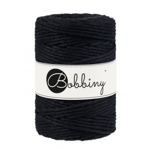 Sznurek skręcany bawełniany Bobbiny Macrame Cord / Czerń / Black / 5mm / 100m