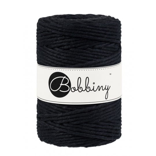 Sznurek skręcany bawełniany Bobbiny Macrame Cord / Czerń / Black / 5mm / 100m
