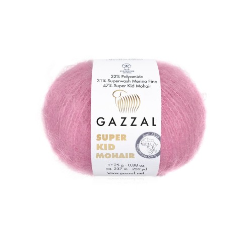 Włóczka Gazzal Super Kid Mohair 64412 / chłodny róż