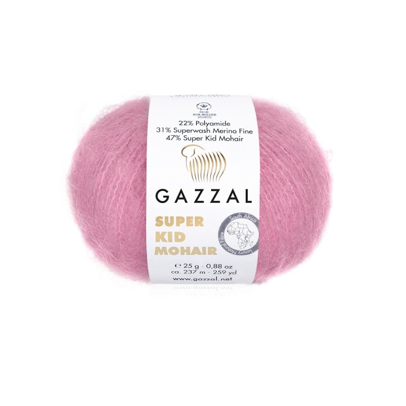Włóczka Gazzal Super Kid Mohair 64412 / chłodny róż