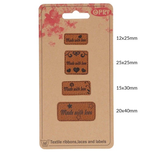 Zestaw metek "Made with love" / 4 szt.