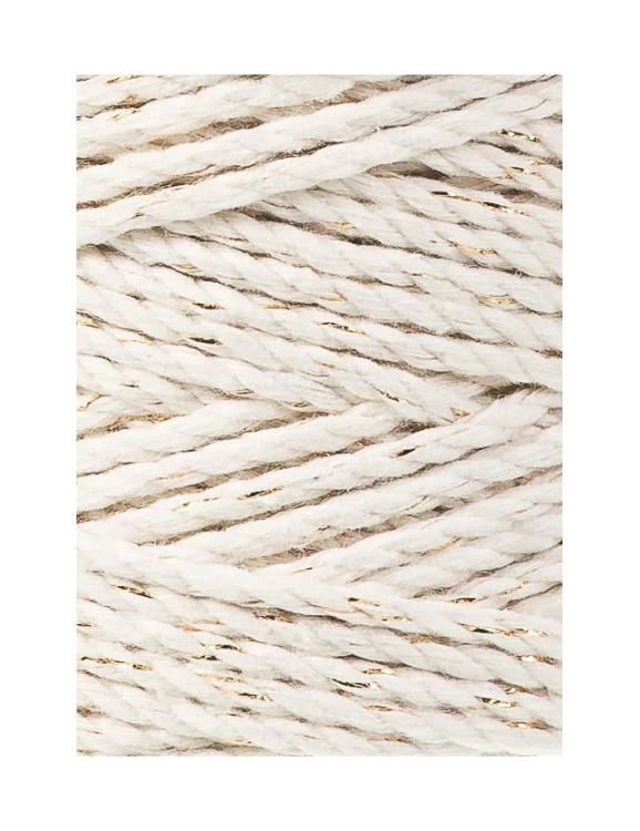 Sznurek skręcany 3-żyłowy bawełniany Bobbiny 3ply Macrame Rope / Naturalne Złoto / Golden Natural / 3 mm / 100 m