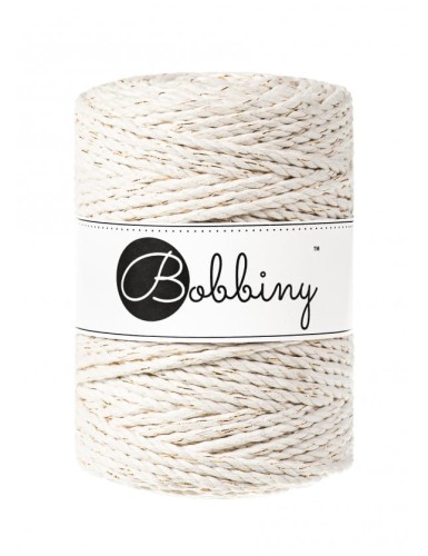 Sznurek skręcany 3-żyłowy bawełniany Bobbiny 3ply Macrame Rope / Naturalne Złoto / Golden Natural / 5 mm / 100 m