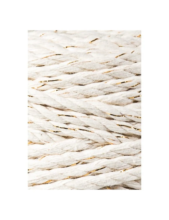 Sznurek skręcany 3-żyłowy bawełniany Bobbiny 3ply Macrame Rope / Naturalne Złoto / Golden Natural / 5 mm / 100 m