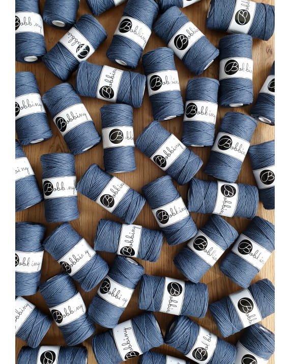 Sznurek skręcany bawełniany Bobbiny Macrame Cord / Jeansowy / Jeans / 3mm / 100m