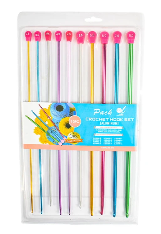 Zestaw szydełek tunezyjskich 35 cm CP100141 /2,5 - 8,0 mm / 10 sztuk