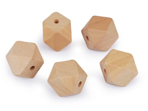 Koraliki drewniane geometryczne / 20 mm / otwór 3,5 mm / naturalny / 5 szt.