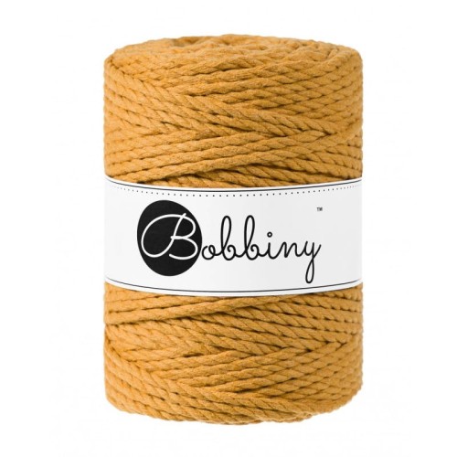 Sznurek skręcany 3-żyłowy bawełniany Bobbiny 3ply Macrame Rope / Musztarda / Mustard / 5 mm / 100 m