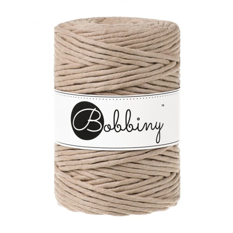 Sznurek skręcany bawełniany Bobbiny Macrame Cord / Piaskowy / Sand / 5mm / 100m