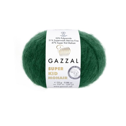 Włóczka Gazzal Super Kid Mohair 64424 / ciemna zieleń