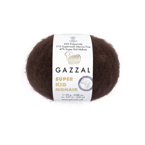 Włóczka Gazzal Super Kid Mohair 64426 / ciemny brąz