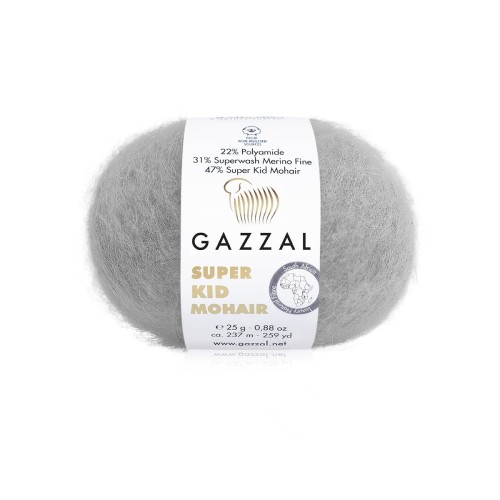 Włóczka Gazzal Super Kid Mohair 64434 / jasny szary