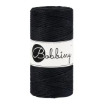 Sznurek skręcany bawełniany Bobbiny Macrame Cord / Czarny / Black / 3mm / 100m
