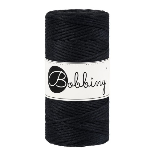Sznurek skręcany bawełniany Bobbiny Macrame Cord / Czarny / Black / 3mm / 100m