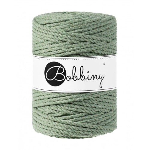 Sznurek skręcany 3-żyłowy bawełniany Bobbiny 3ply Macrame Rope / Szałwia / Eucalyptus Green / 5mm / 100m