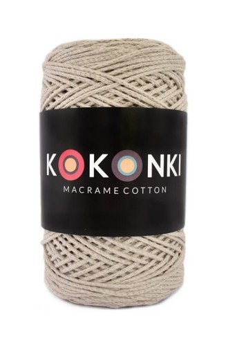 Sznurek Macrame Cotton by KOKONKI 2mm / rolka 200m / jasny beż (wiązany)