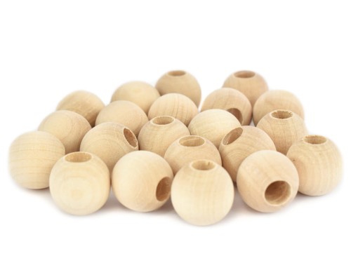 Koraliki drewniane / 20 mm / duży otwór 8mm / naturalny / 10 szt.