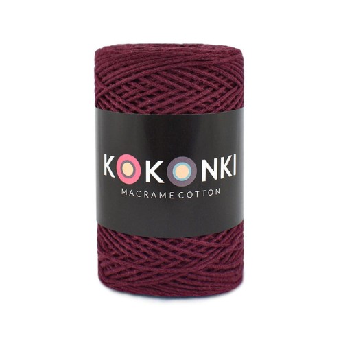 Sznurek Macrame Cotton by KOKONKI 2mm / rolka 200m / wino (wiązany)