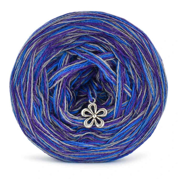 KOKONEK Merino SIX S010 - Chaber/fiolet/średni szary, 6 nitek, 230 m, 100 g