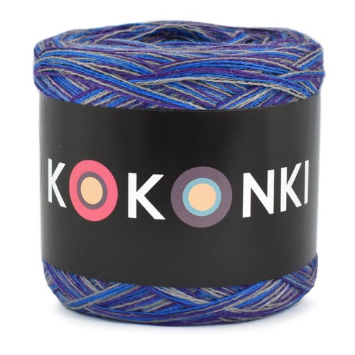 KOKONEK Merino SIX S010 - Chaber/fiolet/średni szary, 6 nitek, 230 m, 100 g