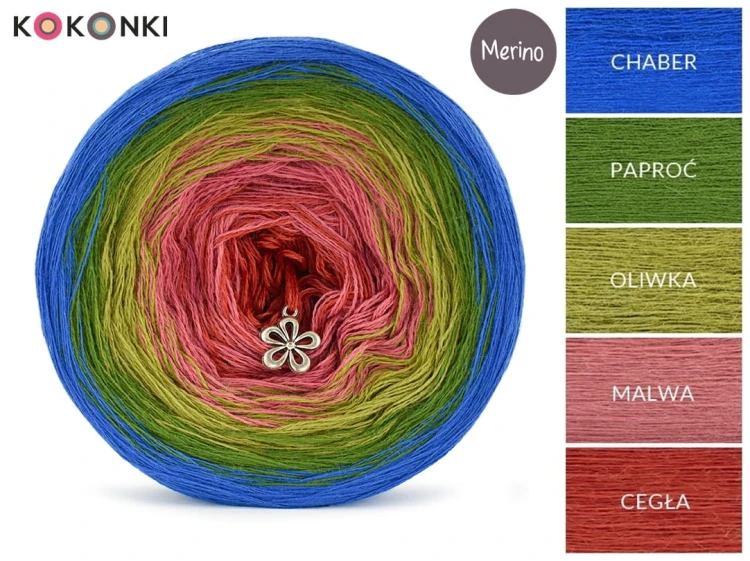 KOKONEK Merino 573 Ostatnia stacja - Chaber/paproć/oliwka/malwa/cegła