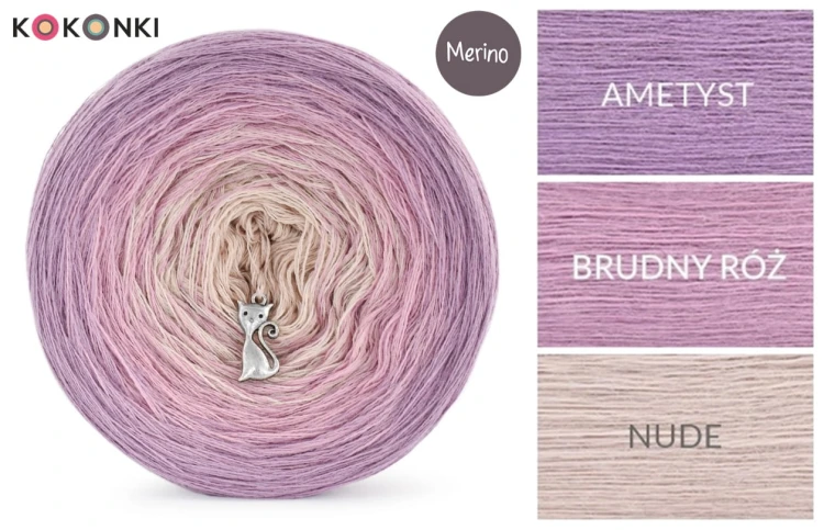 KOKONEK Merino 525 - Ametyst/brudny róż/nude