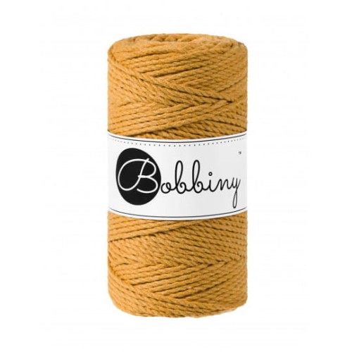 Sznurek skręcany 3-żyłowy bawełniany Bobbiny 3ply Macrame Rope / Musztardowy / Mustard / 3mm / 100m