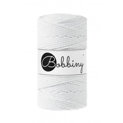 Sznurek skręcany 3-żyłowy bawełniany Bobbiny 3ply Macrame Rope / Biały / White / 3mm / 100m