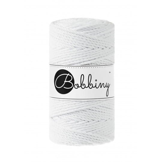 Sznurek skręcany 3-żyłowy bawełniany Bobbiny 3ply Macrame Rope / Biały / White / 3mm / 100m