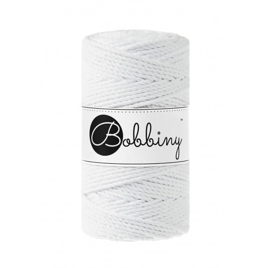 Sznurek skręcany 3-żyłowy bawełniany Bobbiny 3ply Macrame Rope / Biały / White / 3mm / 100m