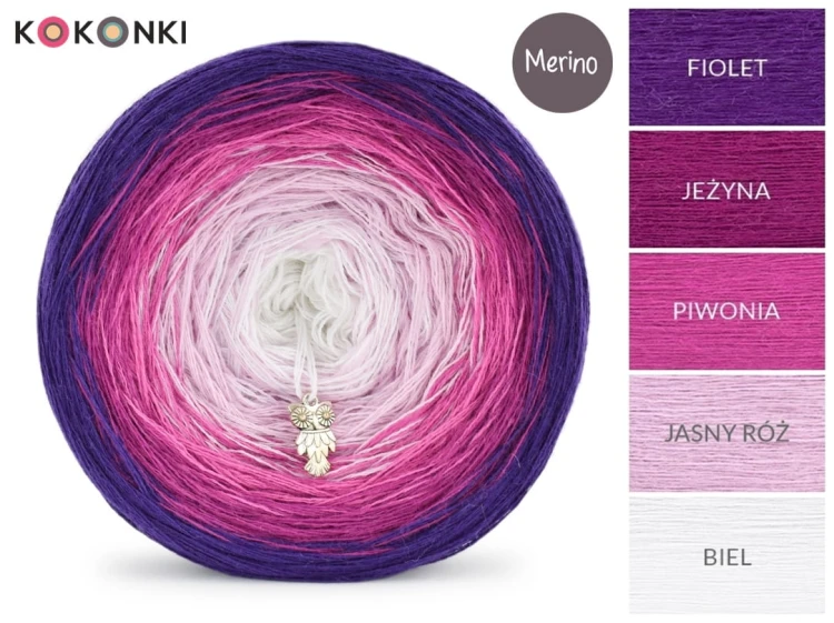 KOKONEK Merino 333 Blueberry Muffin - Fiolet/jeżyna/piwonia/jasny róż/biel