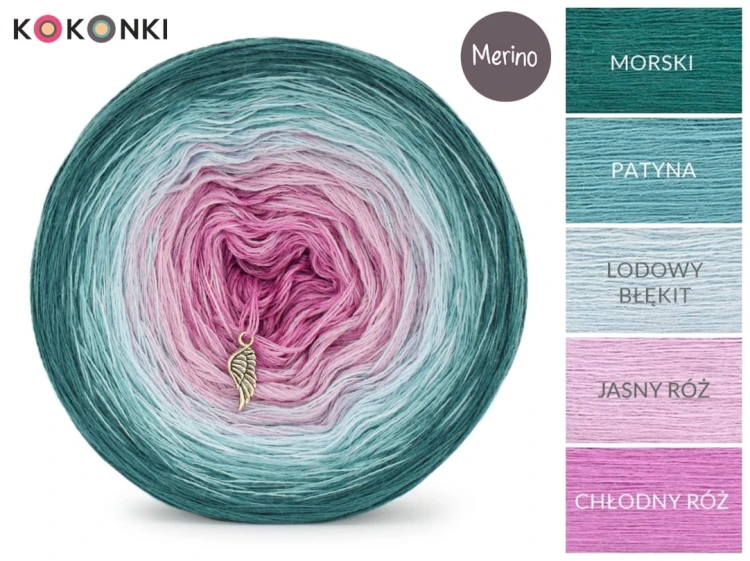 KOKONEK Merino 618 Morski/patyna/lodowy błękit/jasny róż/chłodny róż