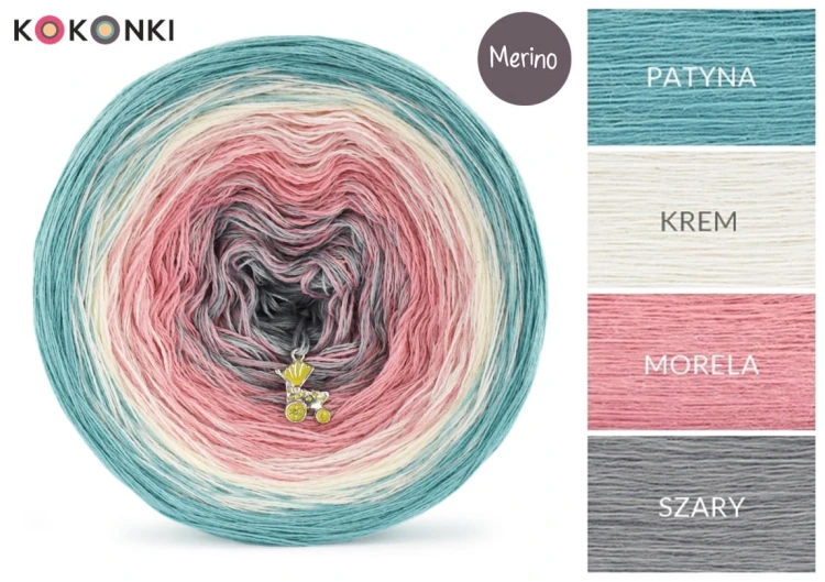KOKONEK Merino 396 Cold Apricot - Patyna/krem/morela/szary
