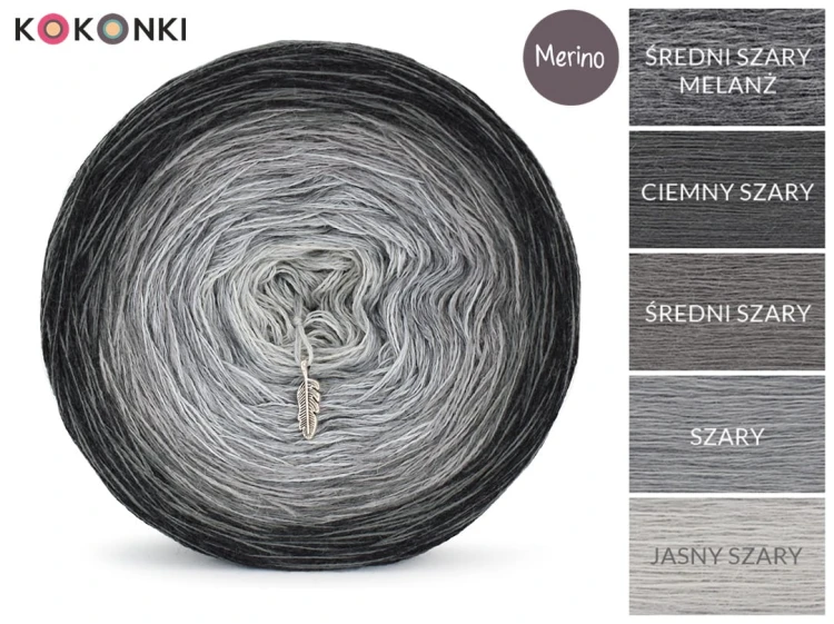 KOKONEK Merino 602 MIX Miłych snów - Ciemny szary melanż/ciemny szary/średni szary/szary/jasny szary
