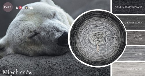 KOKONEK Merino 602 MIX Miłych snów - Ciemny szary melanż/ciemny szary/średni szary/szary/jasny szary