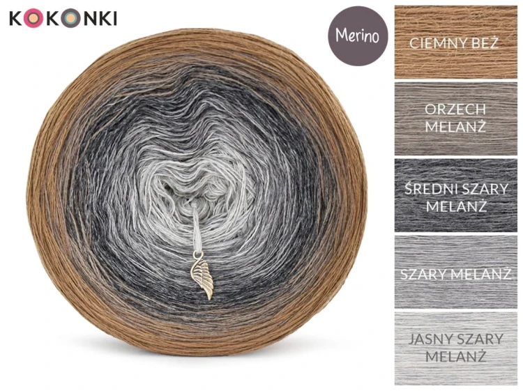 KOKONEK Merino 581 Ogrzej się - Ciemny beż/orzech melanż/średni szary melanż/szary melanż/jasny szary melanż