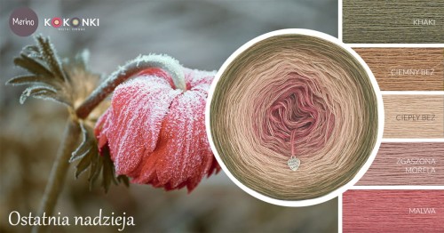 KOKONEK Merino 601 MIX Ostatnia nadzieja - Khaki/ciemny beż/ciepły beż/zgaszona morela/malwa