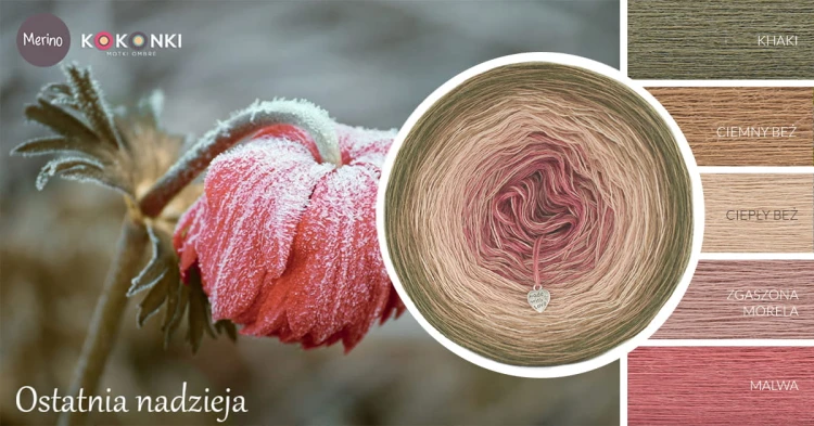 KOKONEK Merino 601 MIX Ostatnia nadzieja - Khaki/ciemny beż/ciepły beż/zgaszona morela/malwa