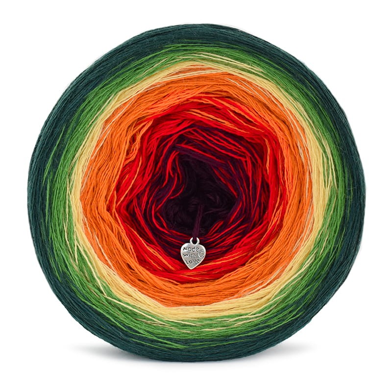 KOKONEK Merino 478 - Ciemna zieleń/zieleń/żółty/pomarańcz/czerwień/wino