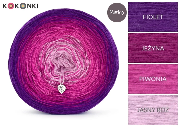 KOKONEK Merino 321 Forest Jam - Fiolet/jeżyna/piwonia/jasny róż