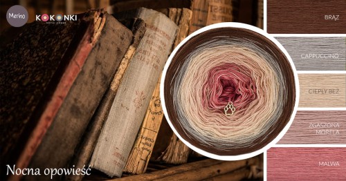 KOKONEK Merino 577 Nocna opowieść - Brąz/cappuccino/ciepły beż/zgaszona morela/malwa
