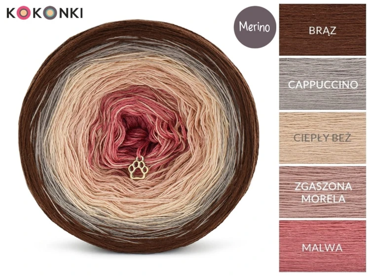 KOKONEK Merino 577 Nocna opowieść - Brąz/cappuccino/ciepły beż/zgaszona morela/malwa