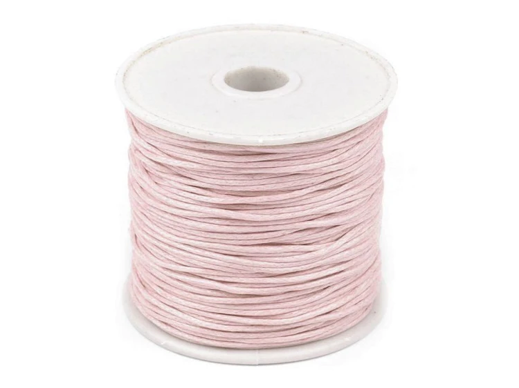 Sznurek bawełniany woskowany 1mm / 20m / jasny róż