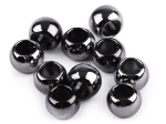 Koraliki plastikowe metalic / 8x10 mm / ciemne srebro / 10 szt / 200667
