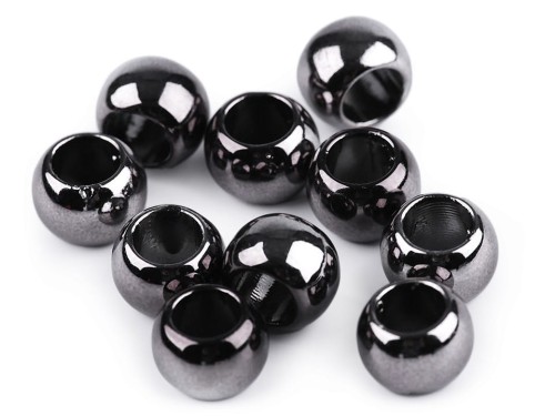 Koraliki plastikowe / Metallic / 8x10 mm / ciemny srebrny / 10 szt
