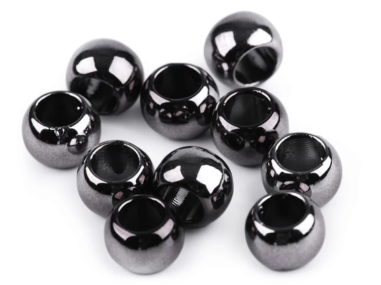 Koraliki plastikowe / Metallic / 8x10 mm / ciemny srebrny / 10 szt