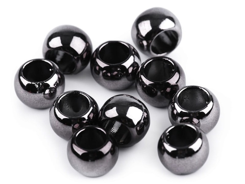 Koraliki plastikowe / Metallic / 8x10 mm / ciemny srebrny / 10 szt