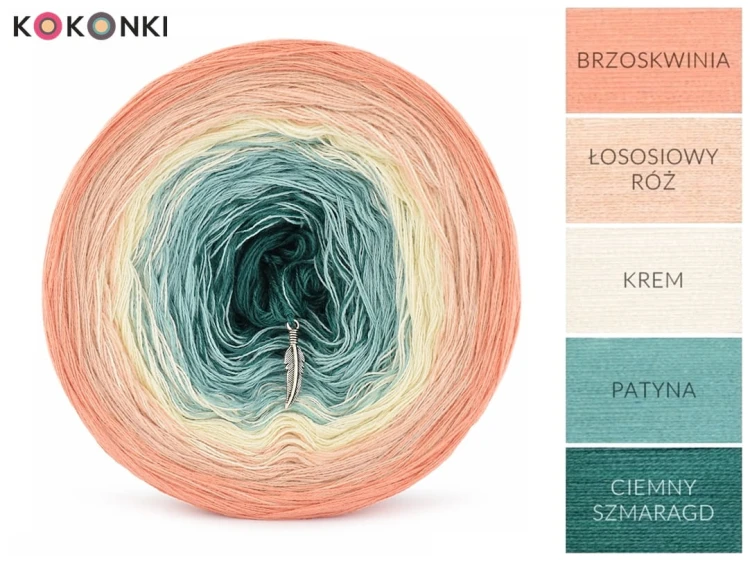 KOKONEK Classic B088 Brzoskwinia/łososiowy róż/krem/patyna/ciemny szmaragd
