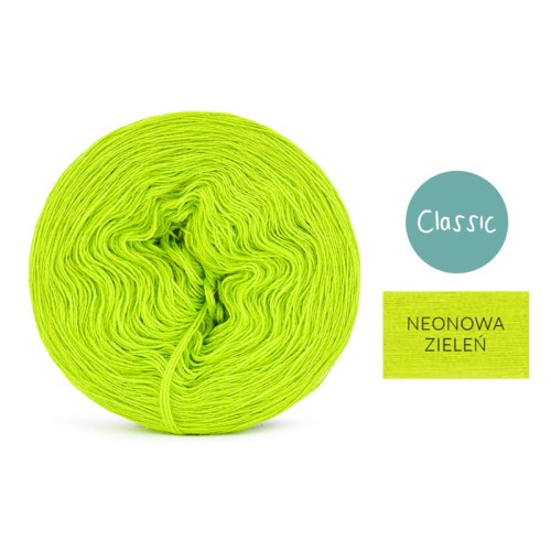 KOKONEK Classic Jeden kolor - neonowa zieleń / 250 m